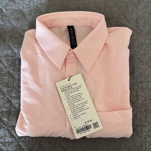 Lululemon Commission Long Sleeve Shirt Oxford Size L Strawberry Milk White 51290